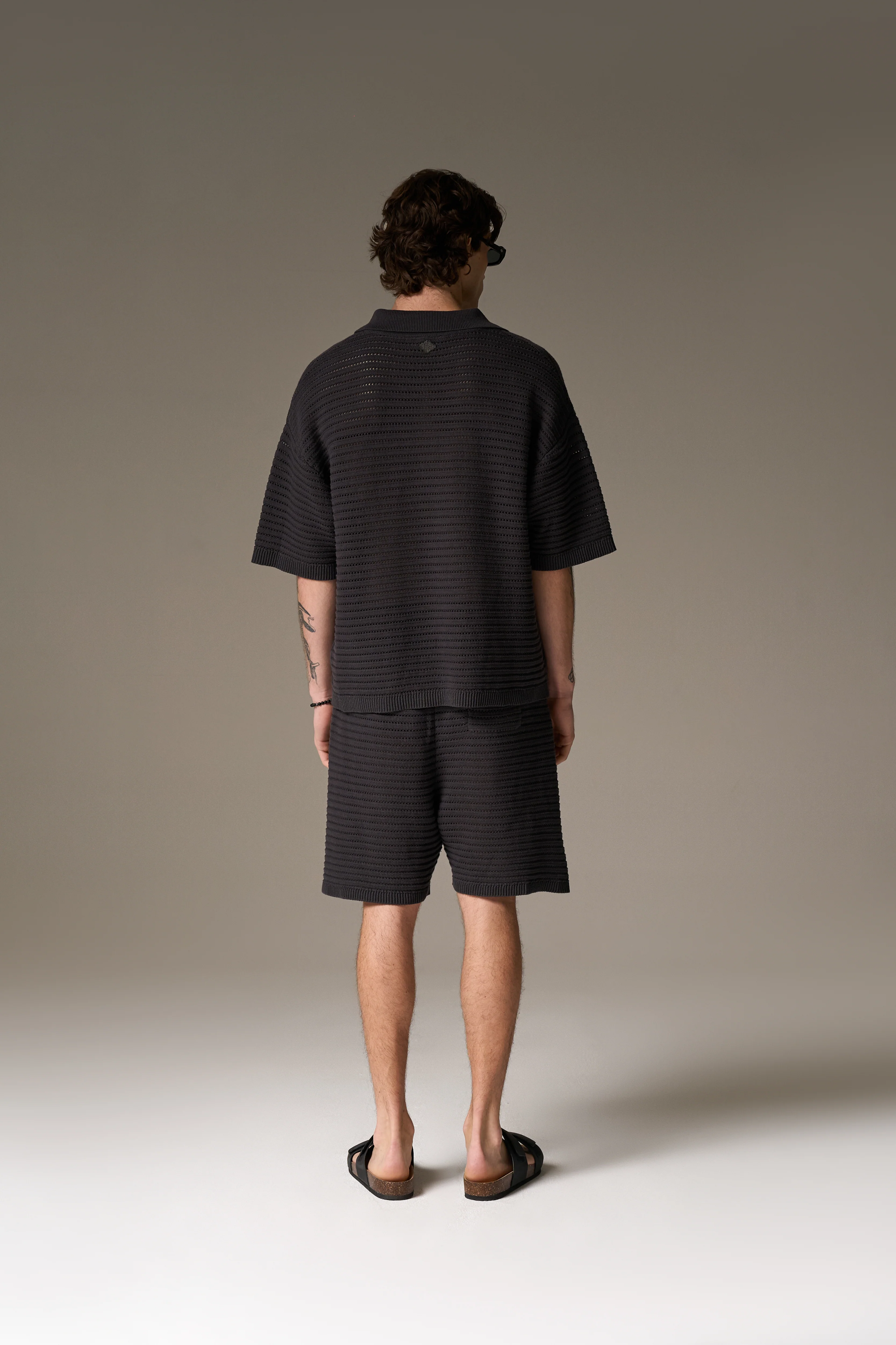 KNITTED POLO SHIRT - CHARCOAL - Image 10
