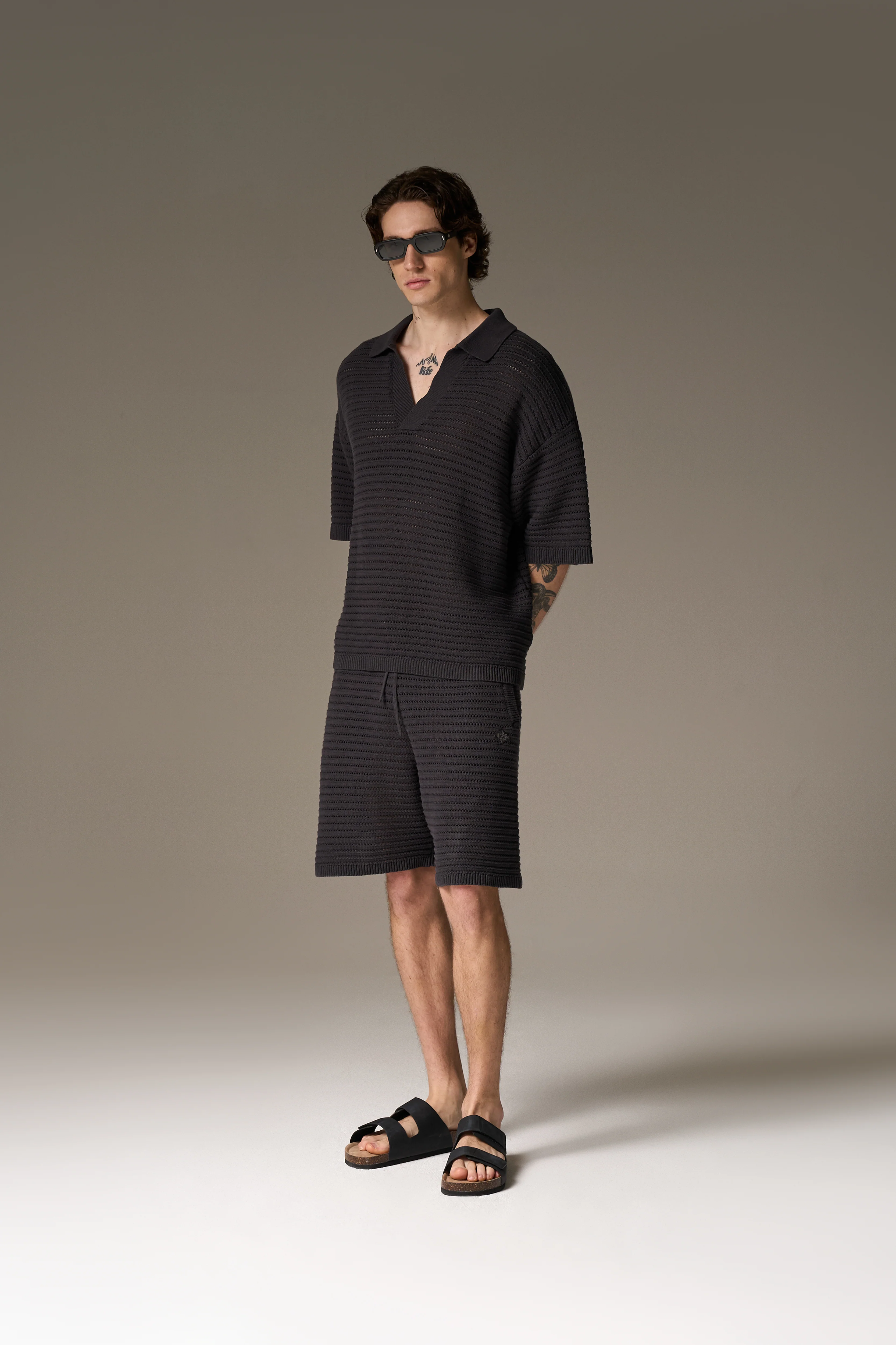 KNITTED POLO SHIRT - CHARCOAL - Image 11