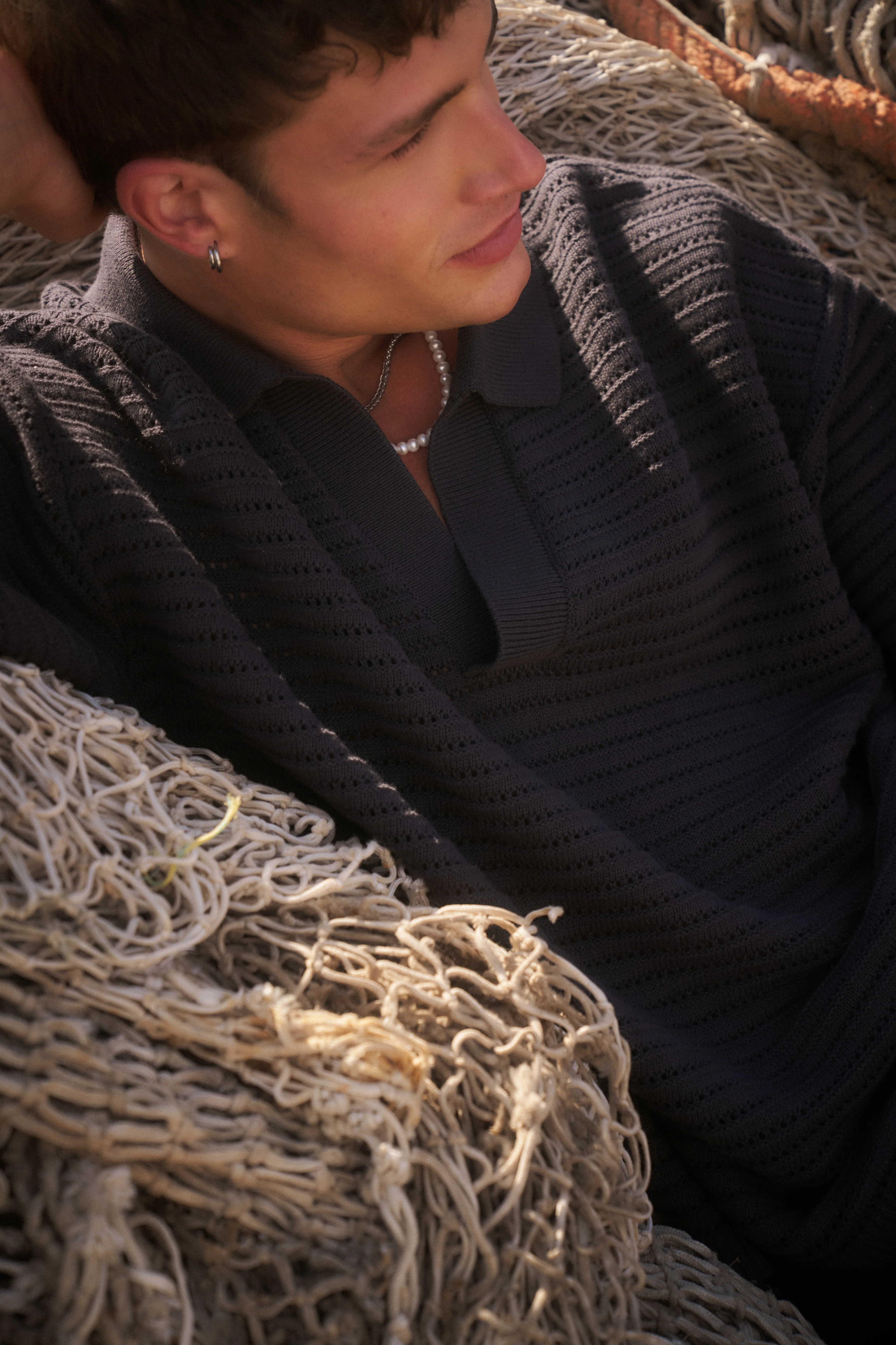 KNITTED POLO SHIRT - CHARCOAL - Image 3