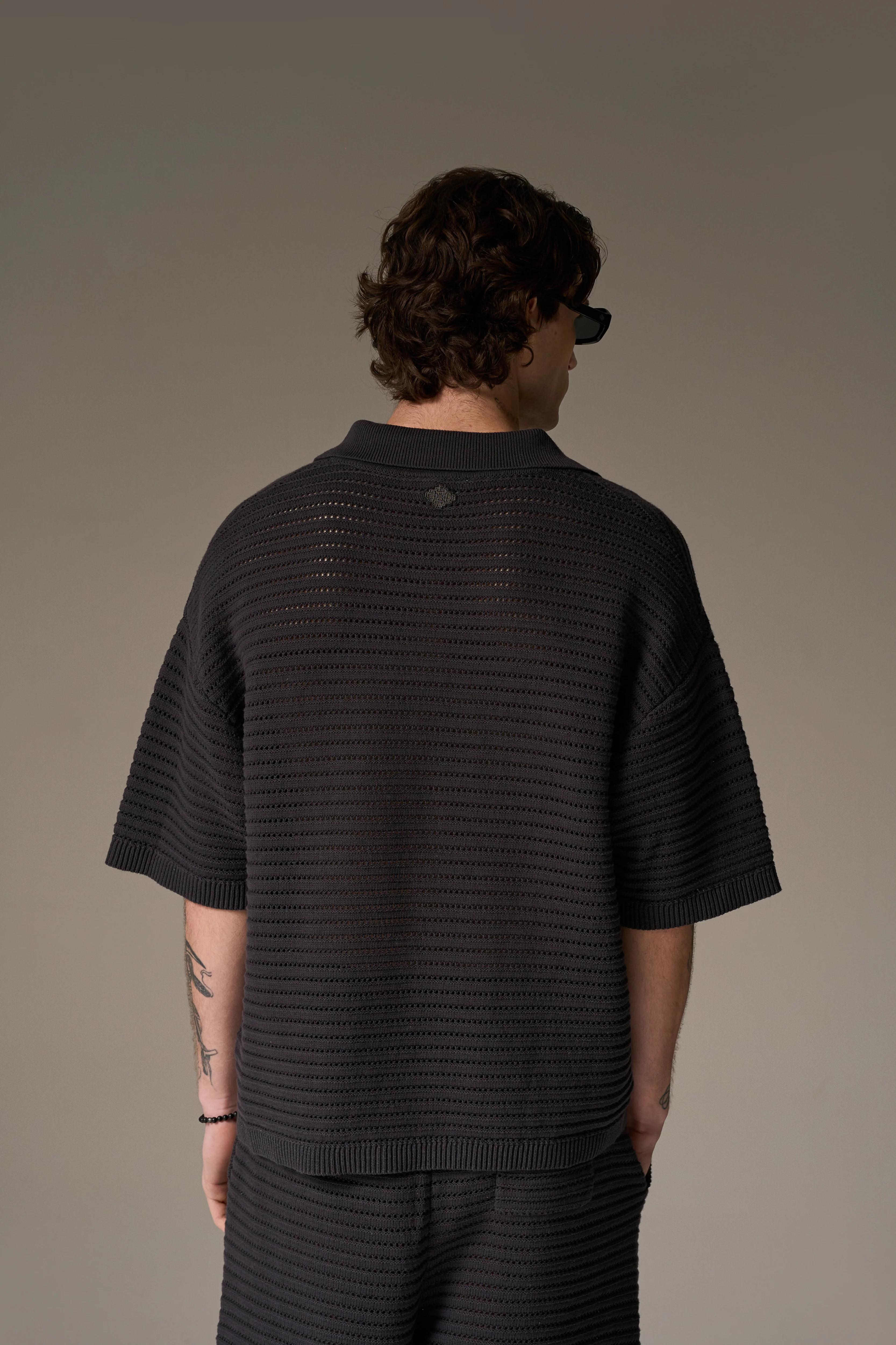 KNITTED POLO SHIRT - CHARCOAL - Image 6