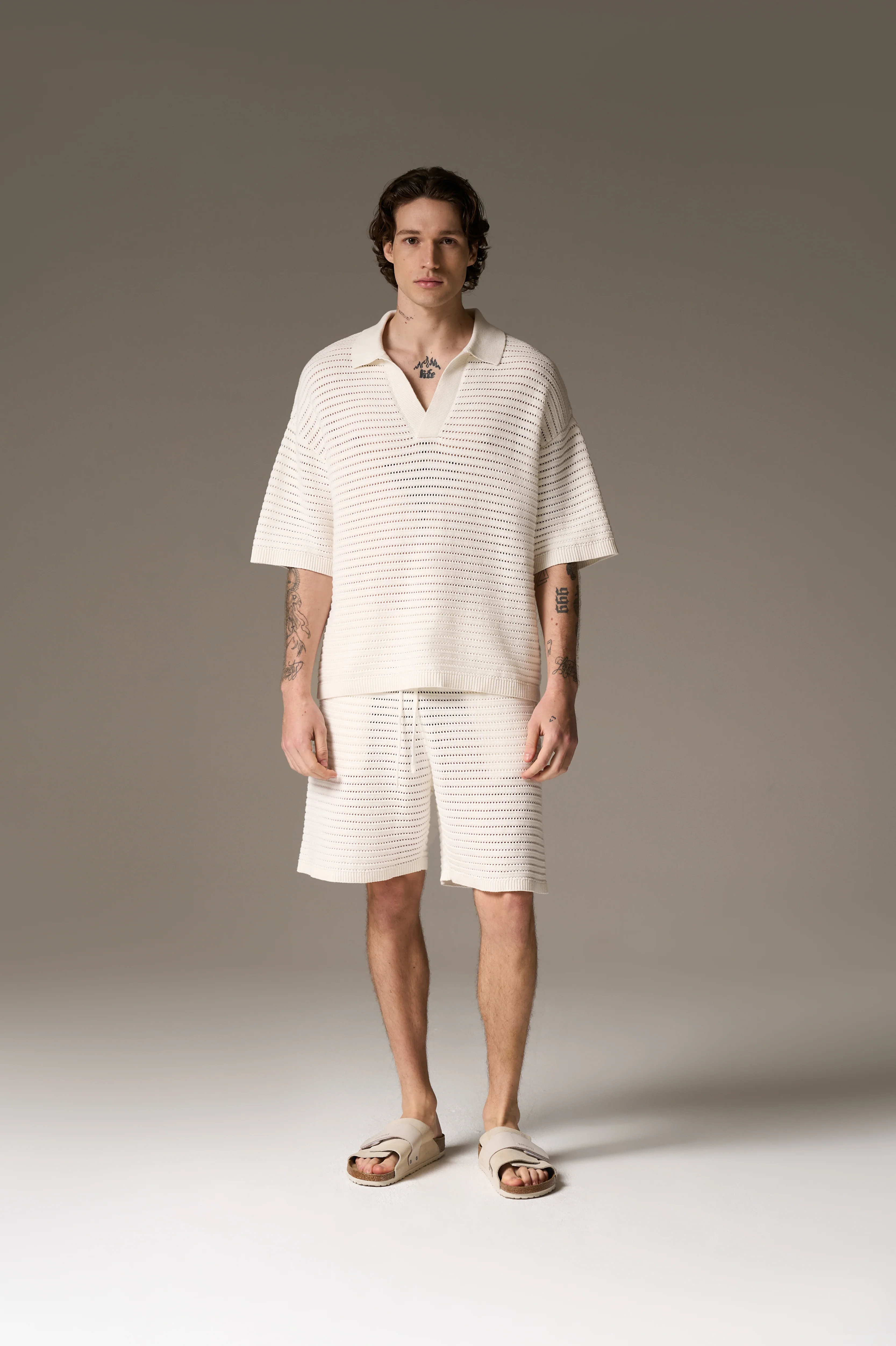 KNITTED POLO SHIRT - WHITE - Image 4