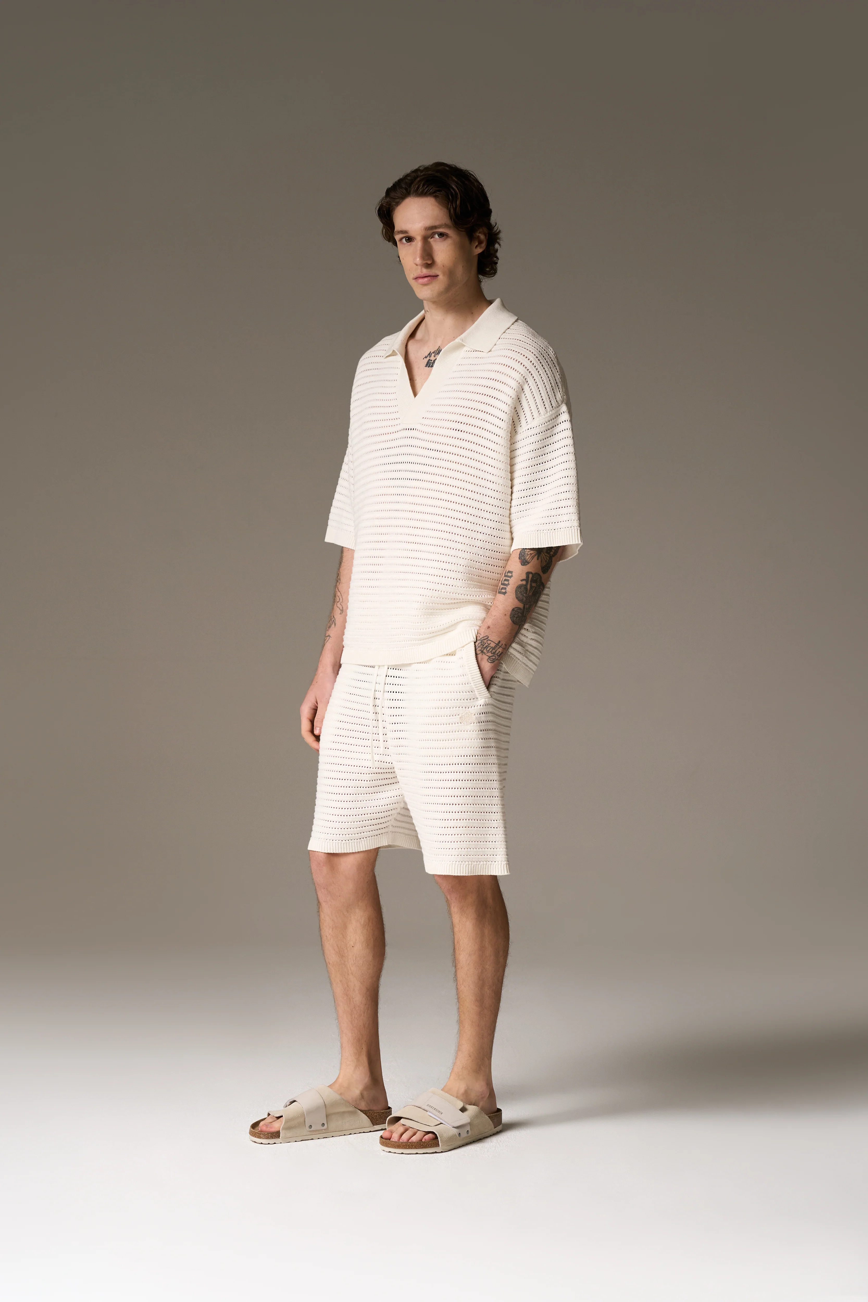 KNITTED POLO SHIRT - WHITE - Image 7