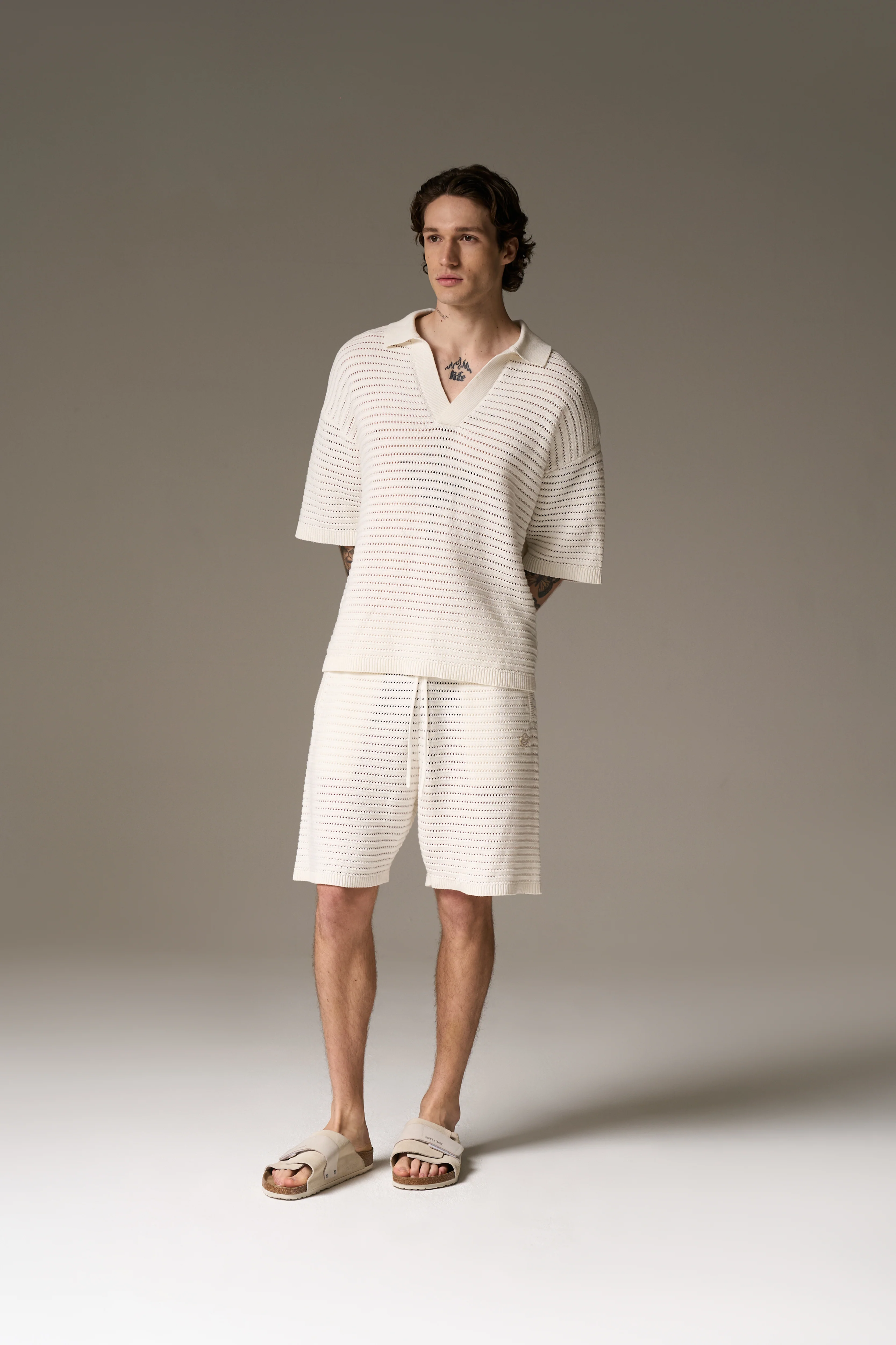 KNITTED POLO SHIRT - WHITE - Image 8