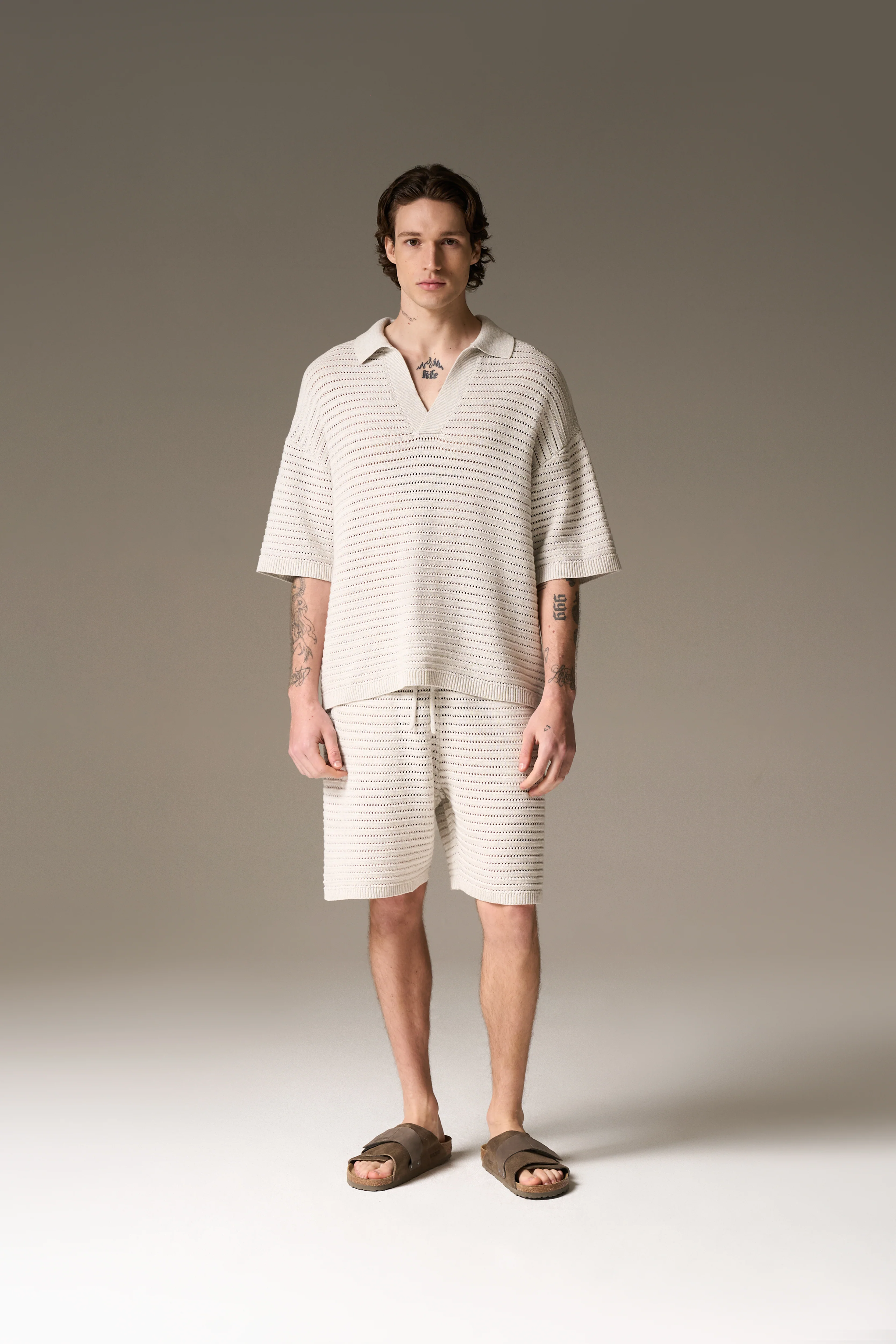 KNITTED SHORTS - LIGHT GREY - Image 5