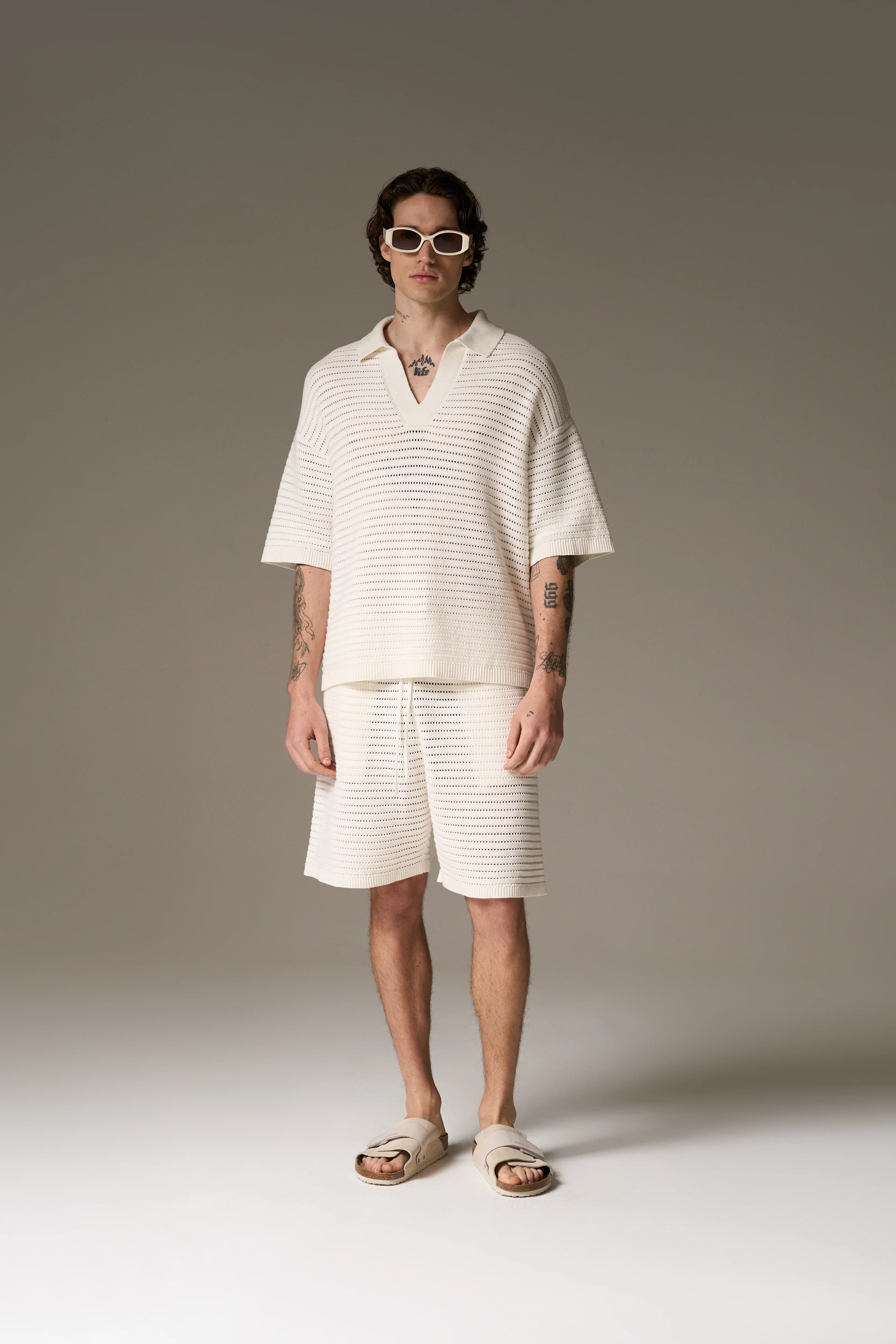 KNITTED SHORTS - WHITE - Image 3