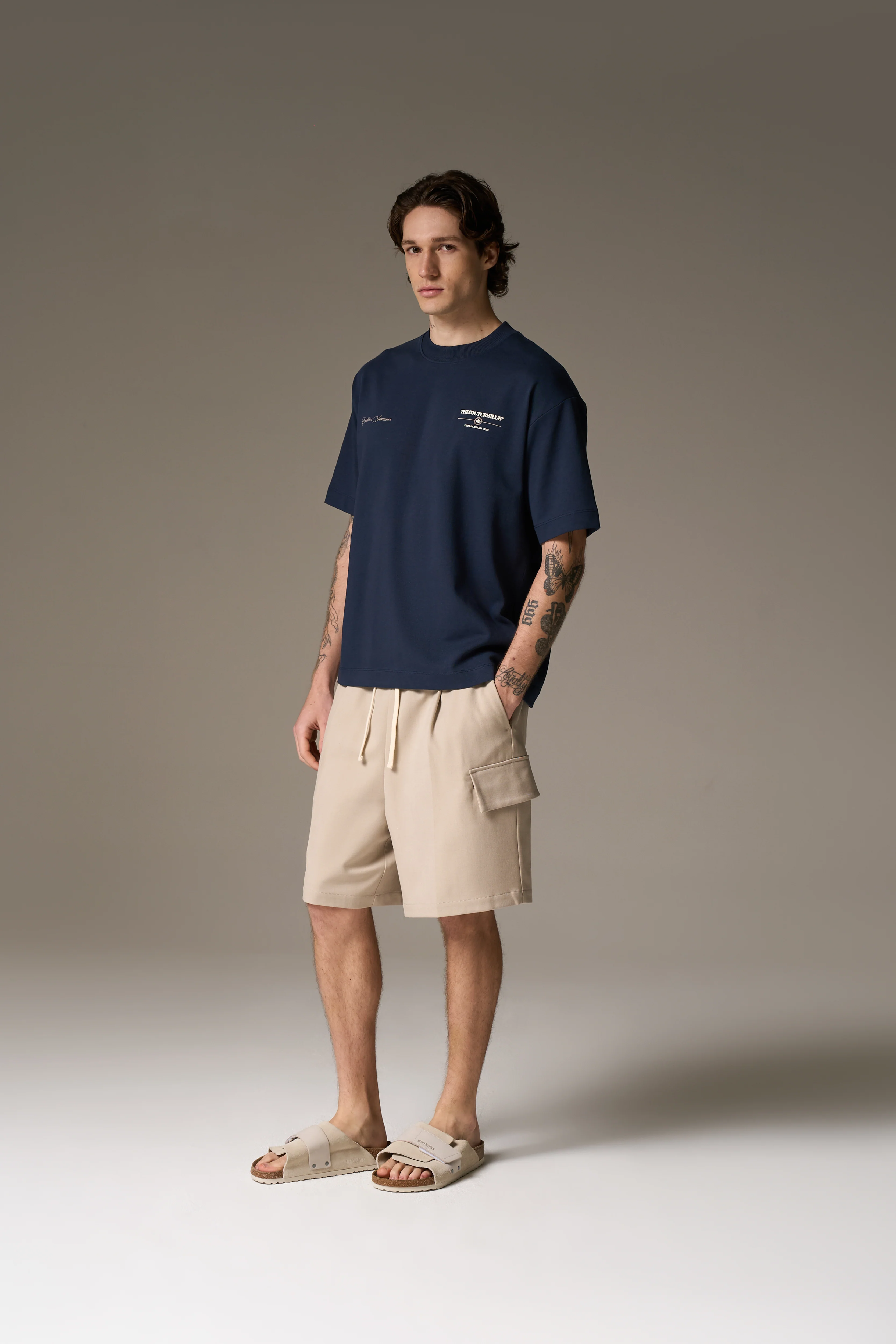 WIDE LEG SIDE POCKET SHORTS - BEIGE - Image 11