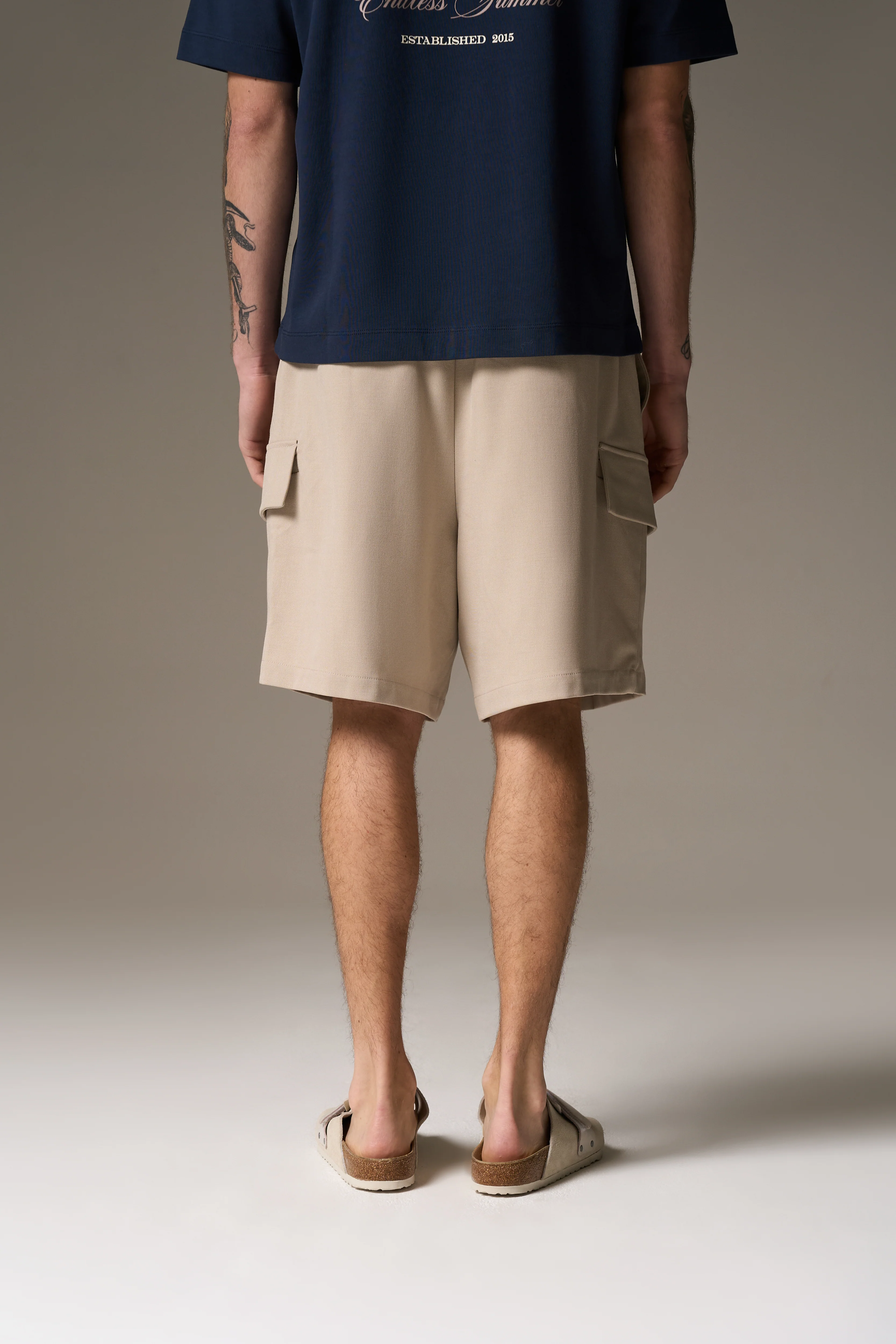 WIDE LEG SIDE POCKET SHORTS - BEIGE - Image 8