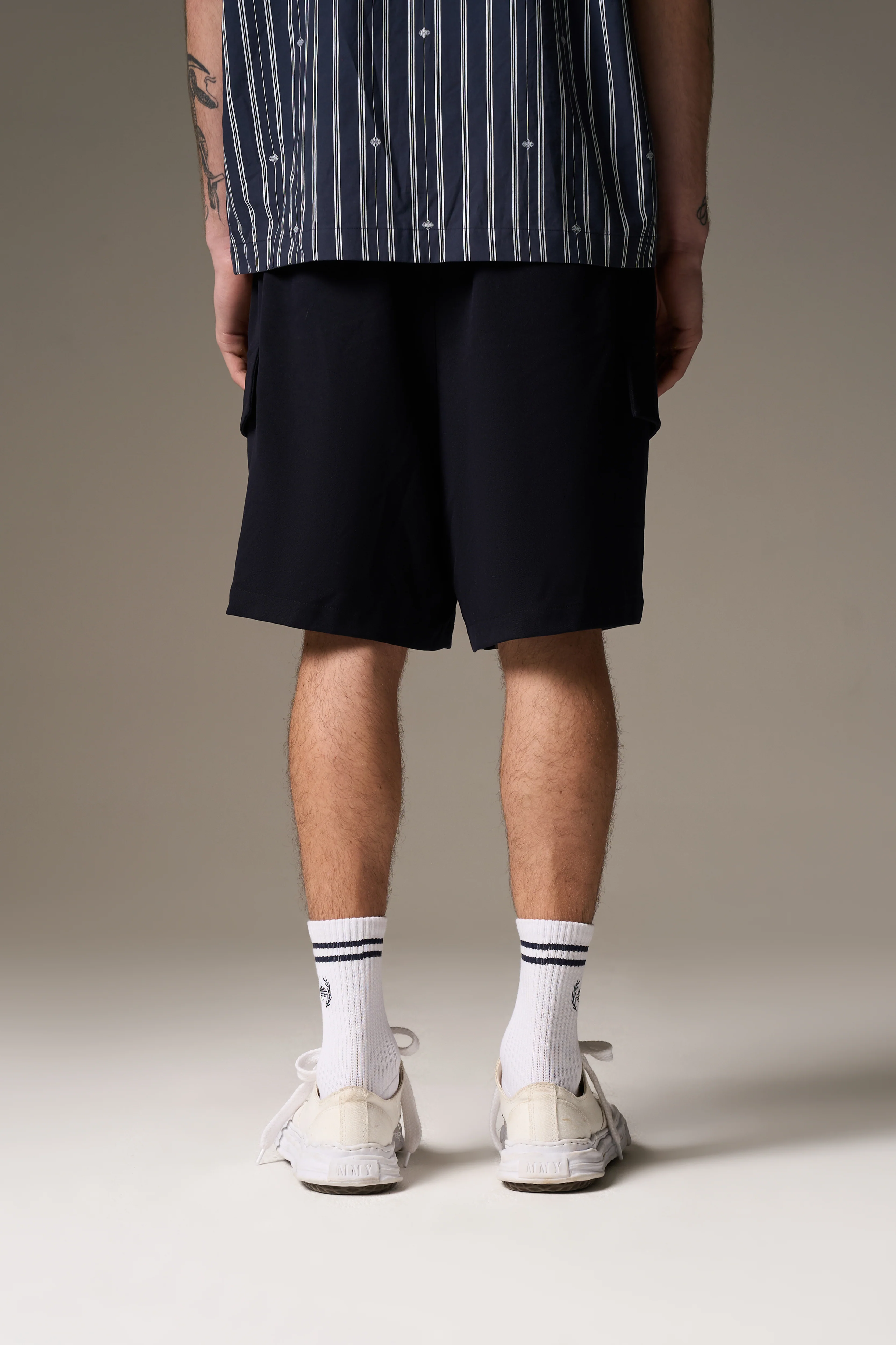 WIDE LEG SIDE POCKET SHORTS - NAVY - Image 6